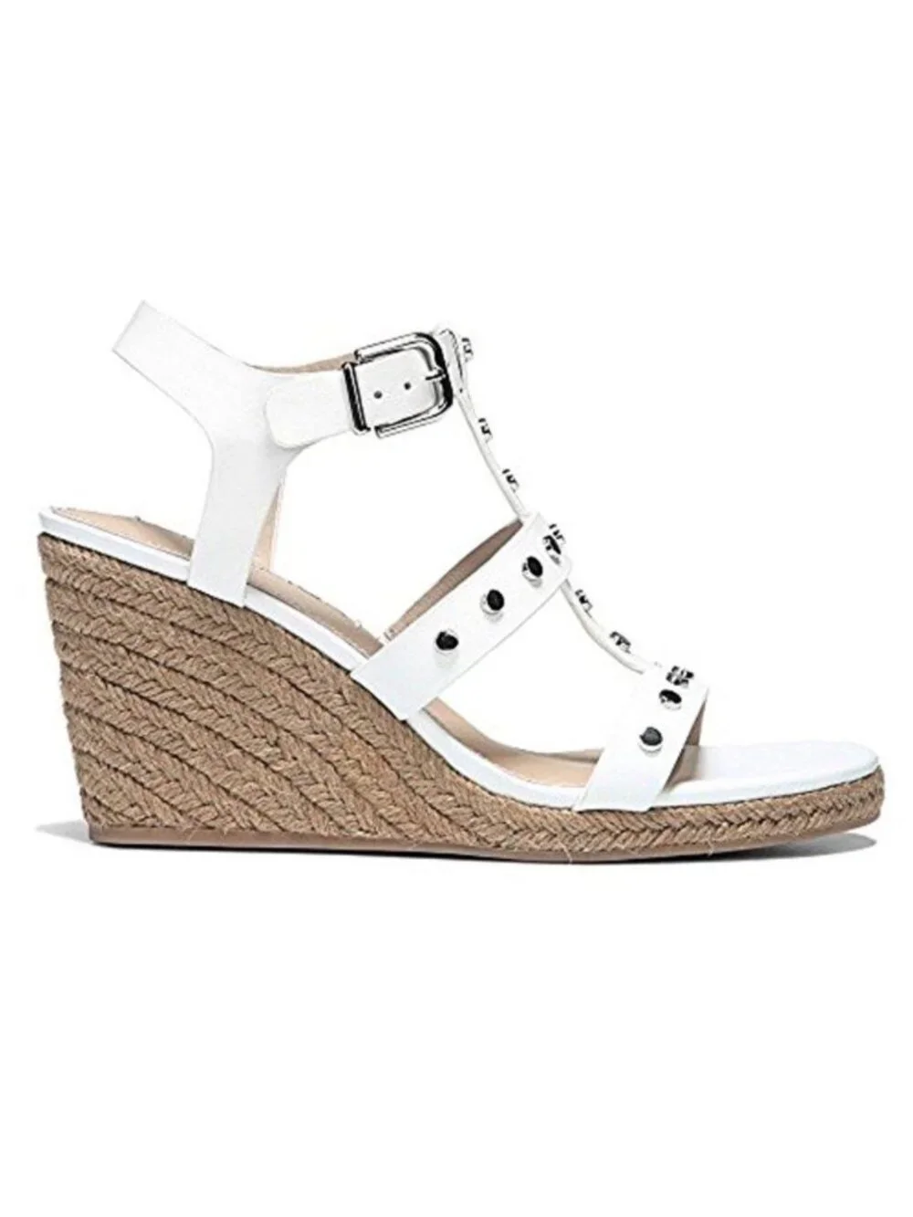 Via Spiga Womens 8.5 White Studded Espadrille Wedge Sandals Vacation Resort